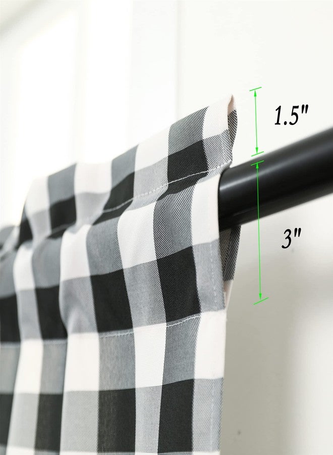 Moslovstar Rustic Farmhouse Buffalo Check Cafe Curtains 48 Inch Long Rod Pocket Gingham Tiers Curtains for Living Room, Black/White, Set of 2 - Image 3